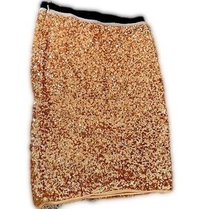 Rachel Roy Sequin Rose-Gold Mini Skirt XS Streetwear 90s Y2K Party Highwaist
